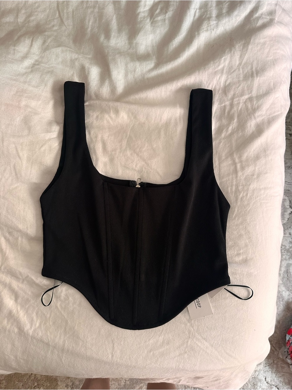 Black Square-Neck Corset Crop Top - Women